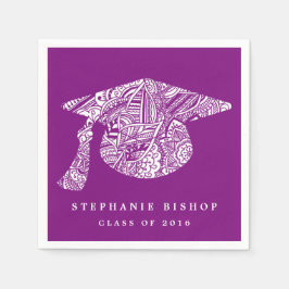 ボヘミアンマンダラパターン卒業ハットパープル スタンダードカクテルナプキン