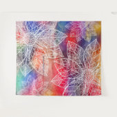 ボヘミアンマンダラフラワーウォーター色 タペストリー (正面(横))