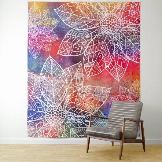 ボヘミアンマンダラフラワーウォーター色 タペストリー (インサイチュ)