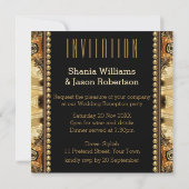 ボヘミアンミディアムゴールドサテン結婚式の披露宴 招待状 (裏面)