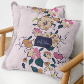 ボヘミアンミードウの花のスケッチスタイル クッション