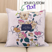 ボヘミアンミードウの花のスケッチスタイル クッション
