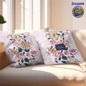 ボヘミアンミードウの花のスケッチスタイル クッション