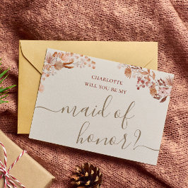 ボヘミアンメイド・オブ・オーナー（花嫁付き添い人）プロポーザルCard Boho Flowers 招待状