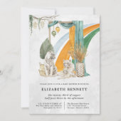 ボヘミアンメッシュタイガーのグリーン | ベビーシャワー 招待状 (正面)