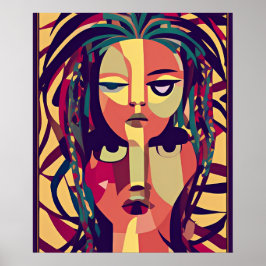 ボヘミアンメドゥーサ抽象芸術モダンポートレート ポスター