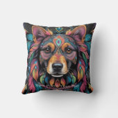 ボヘミアンモザイク陛下：絵を描犬 クッション (裏面)