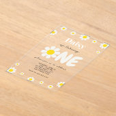 ボヘミアンモダンかわいいデイジー花1歳の誕生日 アクリル招待状 (レイダウン)
