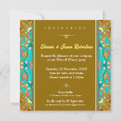 ボヘミアンモダンアクア金ゴールドディナーパーティー 招待状 (裏面)