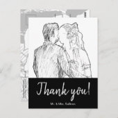 ボヘミアンモダンスケッチ写真黒ありがとう ポストカード (正面/裏面)