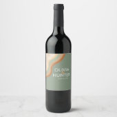 ボヘミアンモダンセージ結婚グリーンのワインラベル ワインラベル (正面)