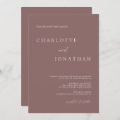 ボヘミアンモダンダークパープルマウヴ結婚ズ 招待状 (正面/裏面)