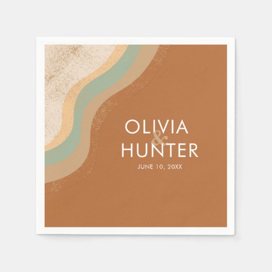 ボヘミアンモダンテラコタ結婚ズ スタンダードカクテルナプキン (正面)