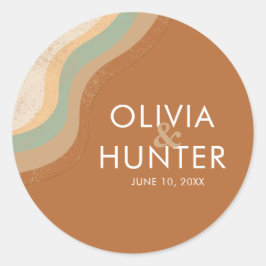 ボヘミアンモダンテラコタ結婚ズ ラウンドシール