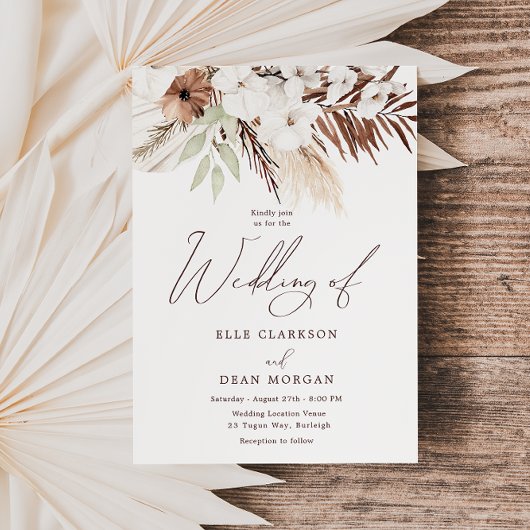 ボヘミアンモダンフラワー結婚ズボホ 招待状