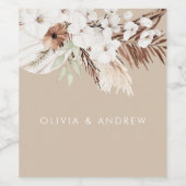 ボヘミアンモダンベージュ結婚フローラの名前 ワインラベル (シングルラベル)