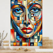 ボヘミアンモダン抽象芸術レディ顔ポスター ポスター (キッチン)