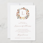ボヘミアンモノグラムエレガントフラワーブライダルシャワー 招待状 (正面)