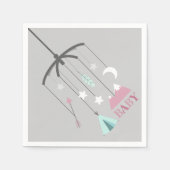 ボヘミアンモバイルモダンピンクベビーシャワーナプキン スタンダードカクテルナプキン (正面)