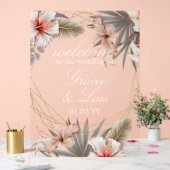 ボヘミアンモンステラ植物性花模様結婚金ゴールド アクリルサイン (ウェディング)