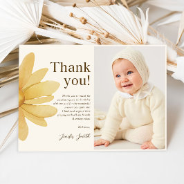 ボヘミアンヤローダイジーフラワーバースデー写真 サンキューカード