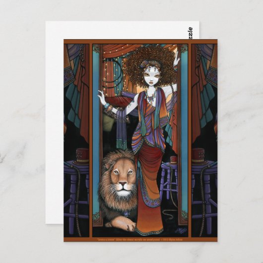 ボヘミアンライオンタマーガールサーカスプリフォーマレオナ ポストカード (正面/裏面)