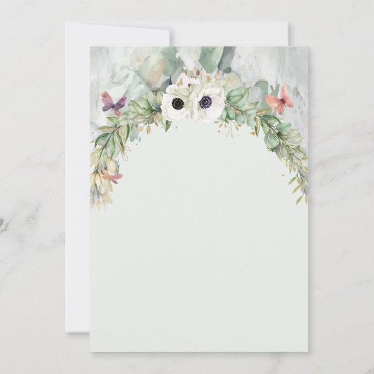 ボヘミアンリッシュグリーンリーアーチサマー庭園の結婚式 招待状 (裏面)