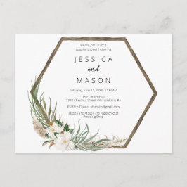 ボヘミアンリースカップルシャワー招待状 ポストカード