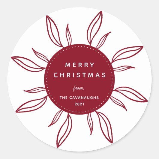 ボヘミアンリースホリデークラシックラウンドステッカー ラウンドシール (正面)