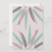 ボヘミアンリーフトライバルブライダルシャワーピンクティール(緑がかった色) 招待状 (裏面)