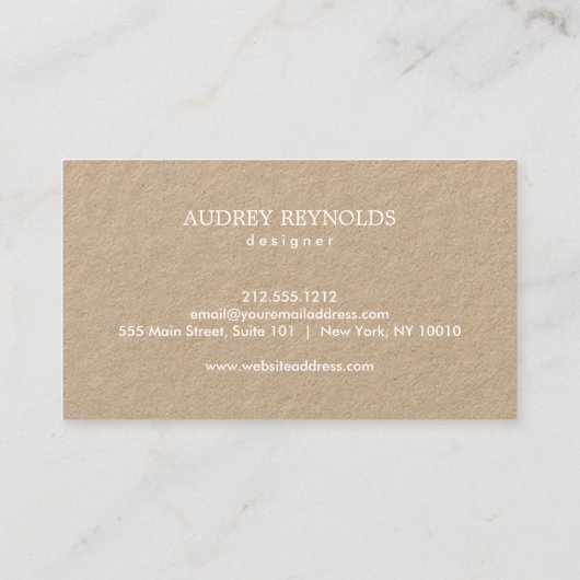 ボヘミアンリーフリースデザイナーロゴon Kraft 名刺 (裏面)