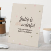 ボヘミアンレインボーファースト誕生日オネダーフルドット 台座サイン (インサイチュ)