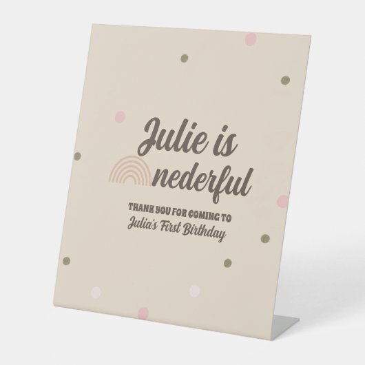 ボヘミアンレインボーファースト誕生日オネダーフルドット 台座サイン (正面)