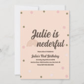 ボヘミアンレインボーファースト誕生日オネダーフル紙吹雪 招待状 (正面)