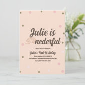 ボヘミアンレインボーファースト誕生日オネダーフル紙吹雪 招待状 (スタンド正面)