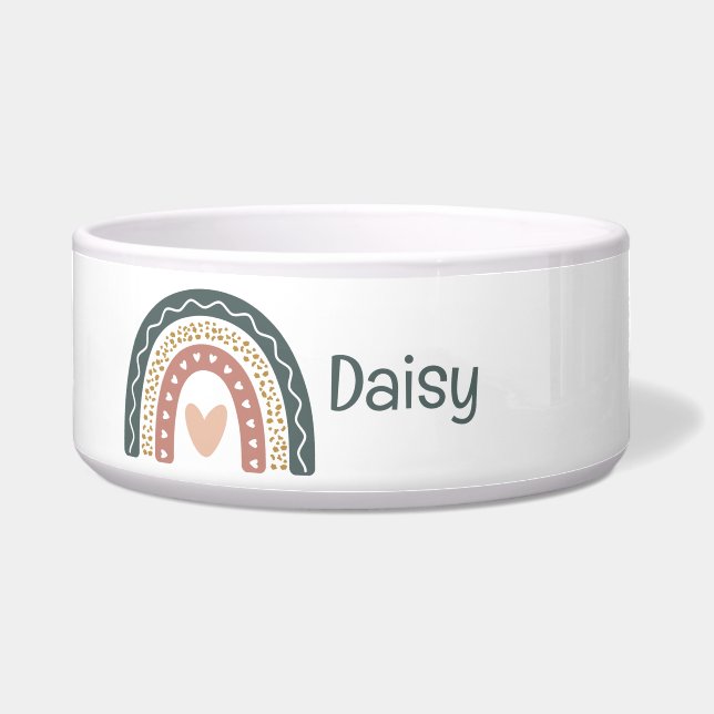 ボヘミアンレインボーモノグラム食べ物を与えペット ボウル (正面)