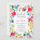ボヘミアンレッドブルーフローラ撮影ブライダルシャワー 招待状 (正面)