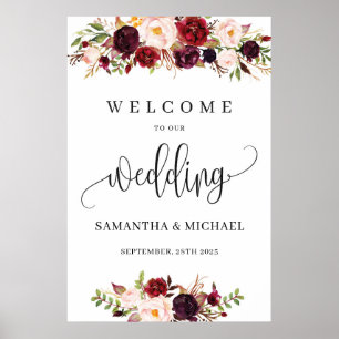 ボヘミアンレッドマルサラフローラ結婚赤面の歓迎 ポスター