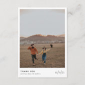 ボヘミアンレトロミニマシンプルリスト結婚フォトズ サンキューカード (正面)