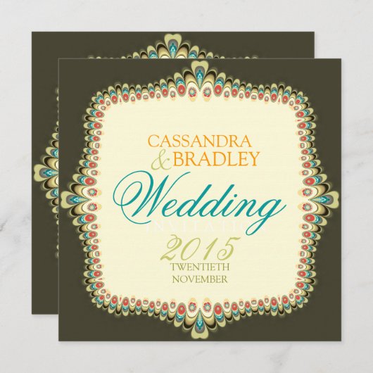 ボヘミアンレースモダンヴィンテージウェディング招待状 招待状 (正面/裏面)