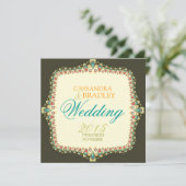 ボヘミアンレースモダンヴィンテージウェディング招待状 招待状 (スタンド正面)