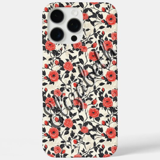 ボヘミアンローズのカスタマイズ可能な名前iPhoneケース(ティーン向け) Case-Mate iPhoneケース (裏面)