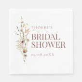 ボヘミアンワイルドフラワーの水彩画 ブライダルシャワーパーティー スタンダードランチョンナプキン (正面)