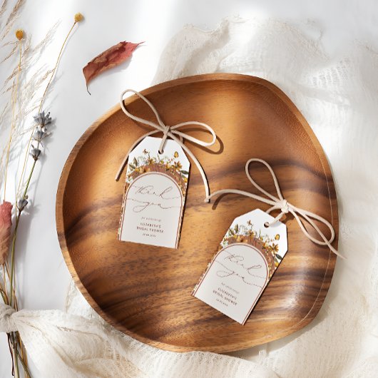 ボヘミアンワイルドフラワーズアーチブライダルシャワー ギフトタグ