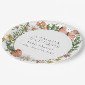 ボヘミアンワイルドフラワーバタフライベビーシャワー ペーパープレート (アングル)