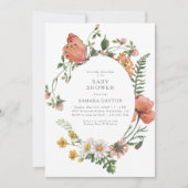 ボヘミアンワイルドフラワーバタフライベビーシャワー 招待状 (正面)