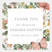 ボヘミアンワイルドフラワーバタフライ スクエアシール (正面)