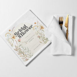 ボヘミアンワイルドフラワーフォトアーチブライダルシャワー スタンダードカクテルナプキン
