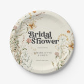 ボヘミアンワイルドフラワーフォトアーチブライダルシャワー ペーパープレート (正面)