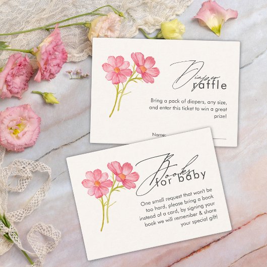 ボヘミアンワイルドフラワーフローラベビーシャワー エンクロージャーカード